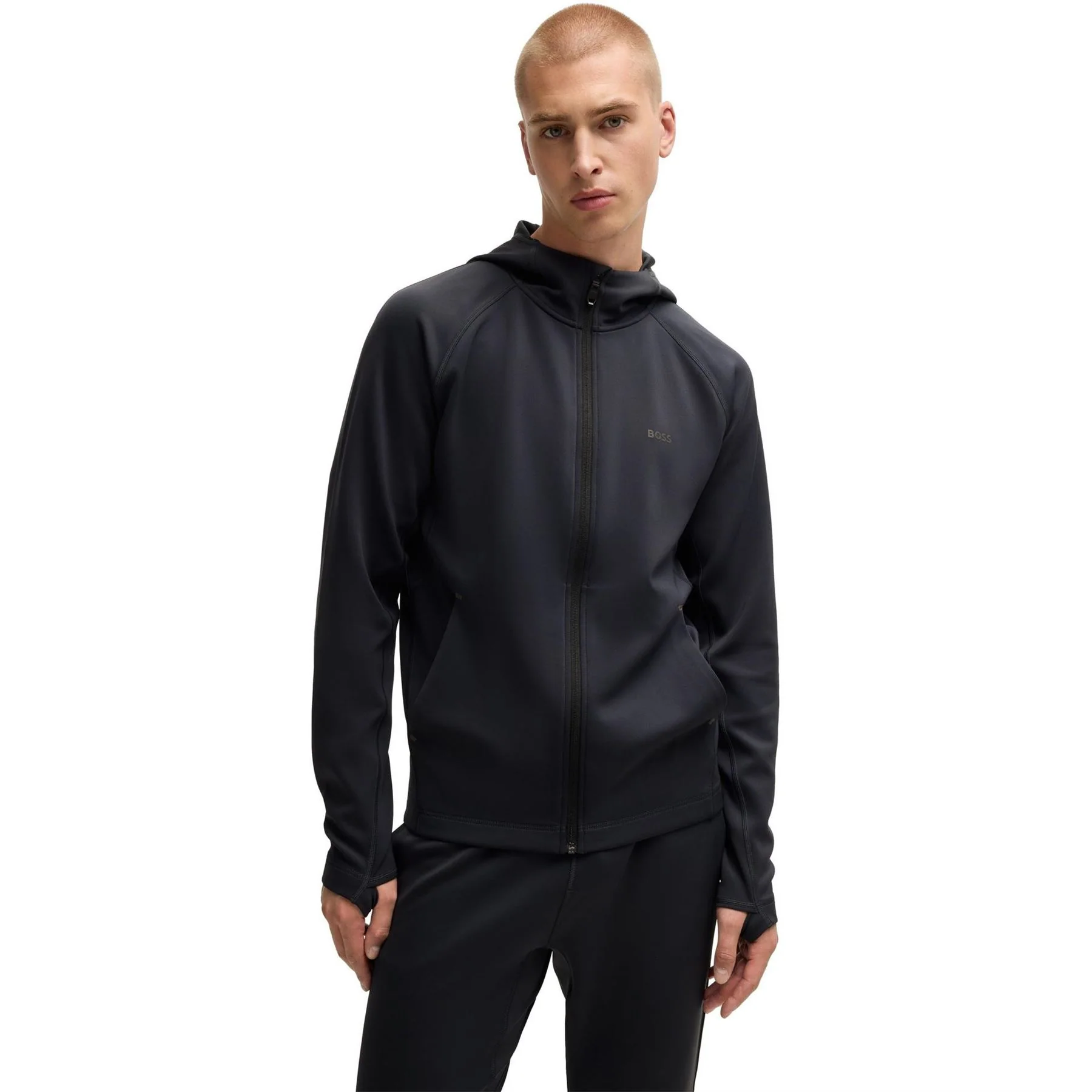 Boss Sicon Active Hooded Raglan Long Sleeve Athletic Top - Image 3